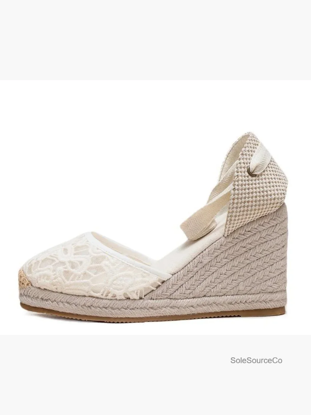 Espadrille Wedge Sandals Closed Toe Platform Lace Up Ankle Strap Slingback